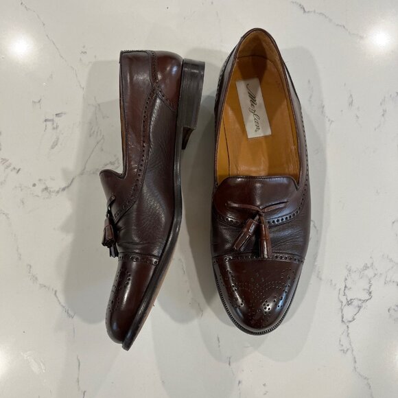 Mezlan Men\'s Havana Brown Leather Wintip Tassel Loafer Size 9.5 Made in Spain main image 6